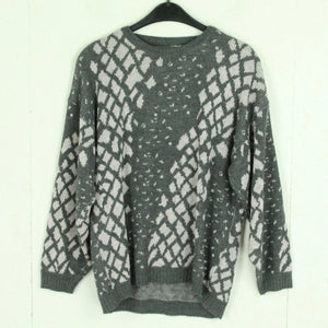 Vintage Pullover Gr. M/L grau und rosa Crazy Pattern Strick