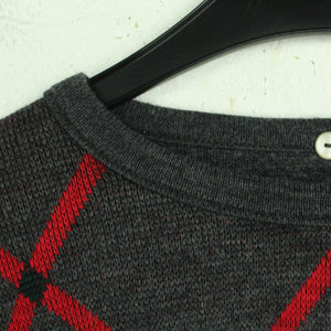 Vintage Pullover Gr. L grau und rot diamond Pattern Strick