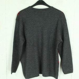 Vintage Pullover Gr. L grau und rot diamond Pattern Strick