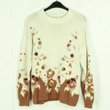 Laden Sie das Bild in den Galerie-Viewer, Vintage Pullover Gr. M beige und braun Crazy Pattern Strick