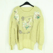Laden Sie das Bild in den Galerie-Viewer, Vintage Pullover Gr. L gelb bunt Crazy Pattern Strick