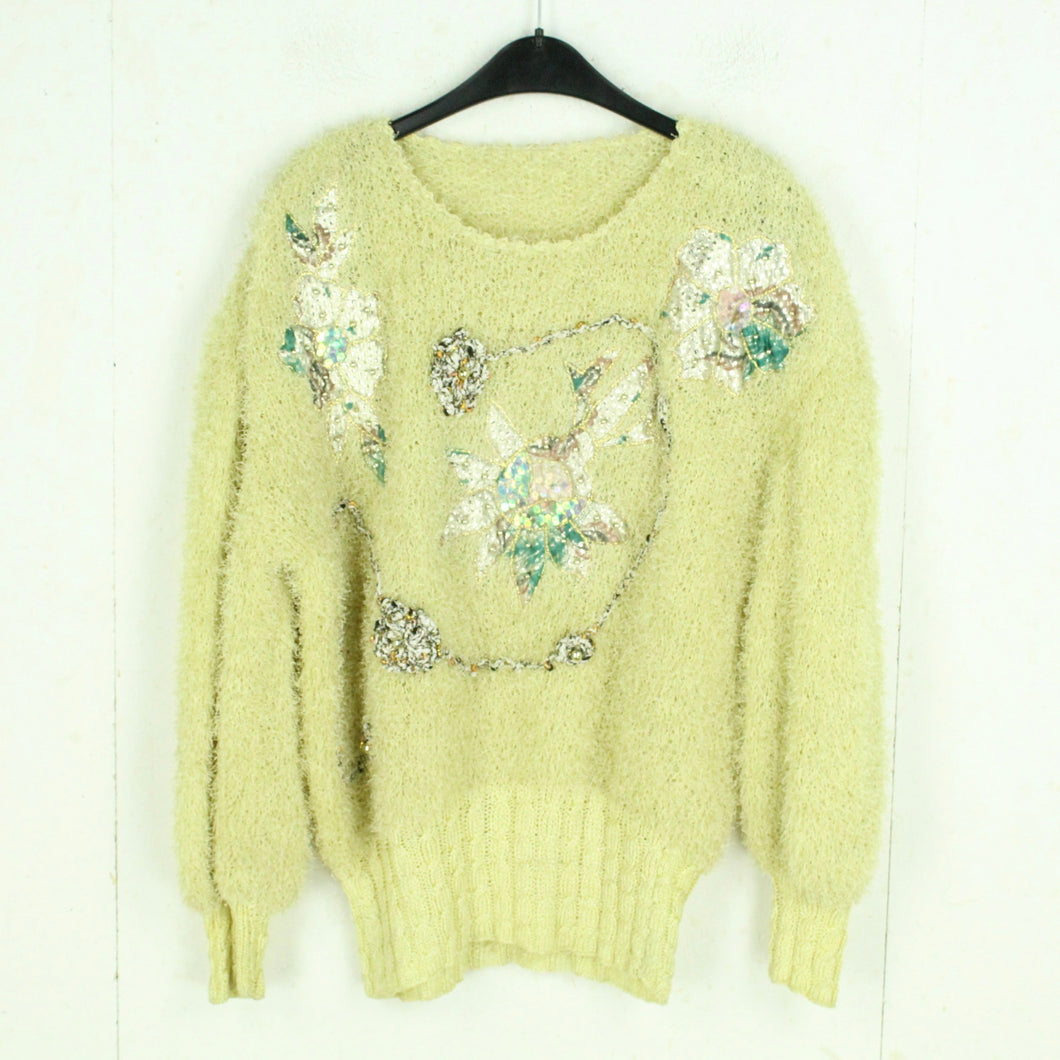 Vintage Pullover Gr. L gelb bunt Crazy Pattern Strick