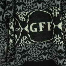 Laden Sie das Bild in den Galerie-Viewer, Vintage Pullover mit Wolle Gr. L schwarz Crazy Pattern Strick