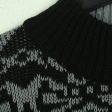 Laden Sie das Bild in den Galerie-Viewer, Vintage Pullover mit Wolle Gr. L schwarz Crazy Pattern Strick