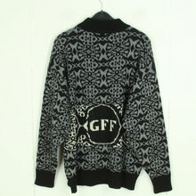Laden Sie das Bild in den Galerie-Viewer, Vintage Pullover mit Wolle Gr. L schwarz Crazy Pattern Strick