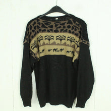 Laden Sie das Bild in den Galerie-Viewer, Vintage Pullover Gr. M schwarz und braun Crazy Pattern Strick