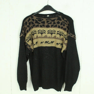 Vintage Pullover Gr. M schwarz und braun Crazy Pattern Strick