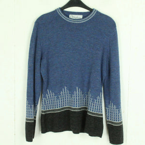 Vintage Pullover mit Wolle Gr. M blau mehrfarbig Crazy Pattern Strick