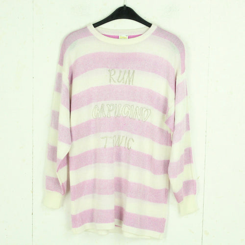 Vintage Pullover Gr. M rosa und weiß gestreift Strick