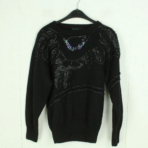 Vintage Pullover mit Wolle Gr. M schwarz Crazy Pattern Strick
