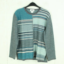 Laden Sie das Bild in den Galerie-Viewer, Vintage Pullover mit Wolle Gr. L hellblau mehrfarbig Crazy Pattern Strick