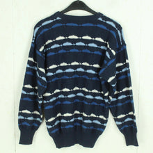 Laden Sie das Bild in den Galerie-Viewer, Vintage Pullover Gr. S blau mehrfarbig Crazy Pattern Strick