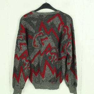 Vintage Pullover  Gr. M grau und rot Crazy Pattern Strick