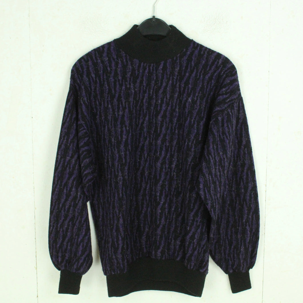 Vintage Pullover Gr. L schwarz und lila Crazy Pattern Strick