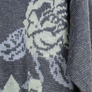 Vintage Pullover Gr. L grau mehrfarbig Crazy Pattern Strick