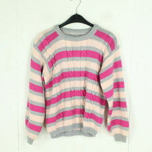 Laden Sie das Bild in den Galerie-Viewer, Vintage Pullover Gr. S rosa mehrfarbig gestreift Strick
