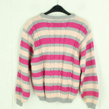 Laden Sie das Bild in den Galerie-Viewer, Vintage Pullover Gr. S rosa mehrfarbig gestreift Strick
