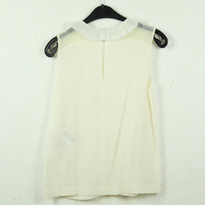 Second Hand SANDRO PARIS Seidenbluse Gr. 1 weiß Volants NEU (*)