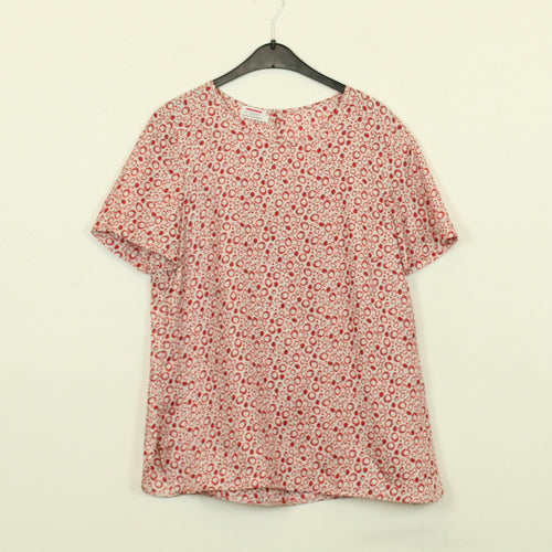 Vintage Seidenbluse Gr. M weiß rot gemustert Seide Bluse