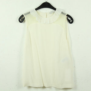 Second Hand SANDRO PARIS Seidenbluse Gr. 1 weiß Volants NEU (*)