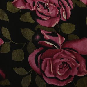 Vintage Seidenbluse Gr. M schwarz pink Rosen Seide Bluse