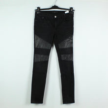 Laden Sie das Bild in den Galerie-Viewer, Second Hand SET Jeans Gr. 36 schwarz Skinny Lederapplikationen (*)