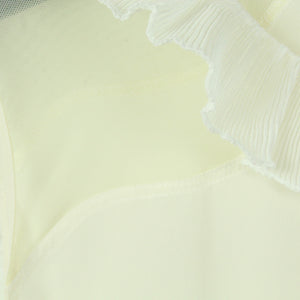 Second Hand SANDRO PARIS Seidenbluse Gr. 1 weiß Volants NEU (*)