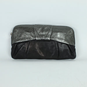 Second Hand COCCINELLE Clutch schwarz silber Handtasche Leder (*)
