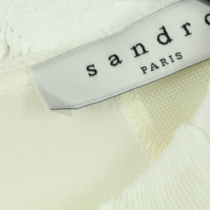 Second Hand SANDRO PARIS Seidenbluse Gr. 1 weiß Volants NEU (*)