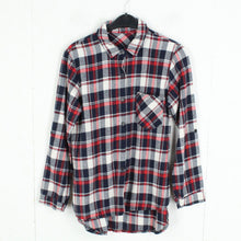 Laden Sie das Bild in den Galerie-Viewer, Vintage Flanellhemd Gr. S rot blau weiß kariert Flanell