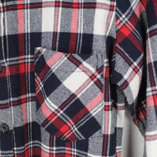 Laden Sie das Bild in den Galerie-Viewer, Vintage Flanellhemd Gr. S rot blau weiß kariert Flanell
