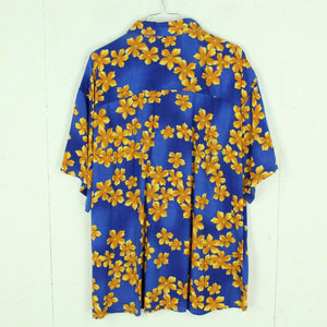 Vintage Hawaii Hemd Gr. L blau gelb braun Blumen