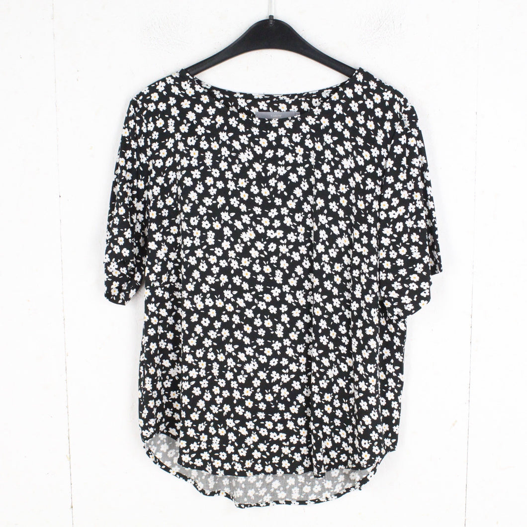 Second Hand B.YOUNG Bluse Gr. 38 schwarz weiß gelb geblümt (*)