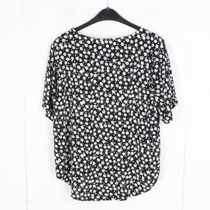 Second Hand B.YOUNG Bluse Gr. 38 schwarz weiß gelb geblümt (*)