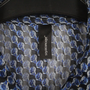 Second Hand SOYACONCEPT Bluse Gr. XL blau mehrfarbig gemustert Glitzer (*)
