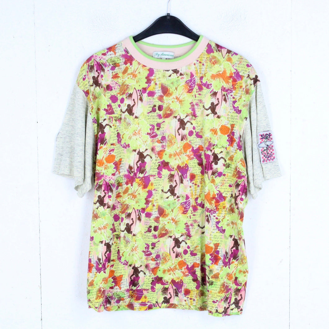 Vintage T-Shirt Gr. M grau bunt gemustert 90s Surfer