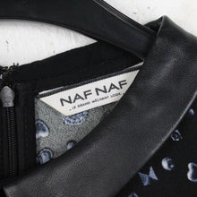 Laden Sie das Bild in den Galerie-Viewer, Second Hand NAF NAF Kleid Gr. 36 dunkelblau schwarz weiß gemustert (*)