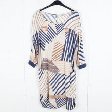 Laden Sie das Bild in den Galerie-Viewer, Second Hand SAINT TROPEZ Kleid Gr. M beige blau mehrfarbig gemustert (*)