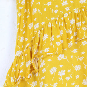 Second Hand PIECES Kleid Gr. S gelb weiß geblümt (*)