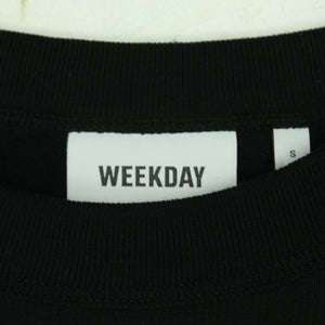 Second Hand WEEKDAY Sweatshirt Gr. S schwarz mit Stickerei "Casket College" (*)