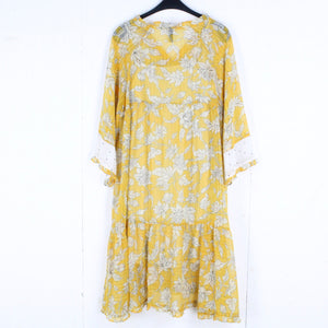 Second Hand YAS Kleid Gr. XL gelb weiß mehrfarbig gemustert (*)