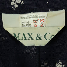 Laden Sie das Bild in den Galerie-Viewer, MAX &amp; CO VINTAGE Leinenkleid Gr. S blau weiß geblümt Midikleid