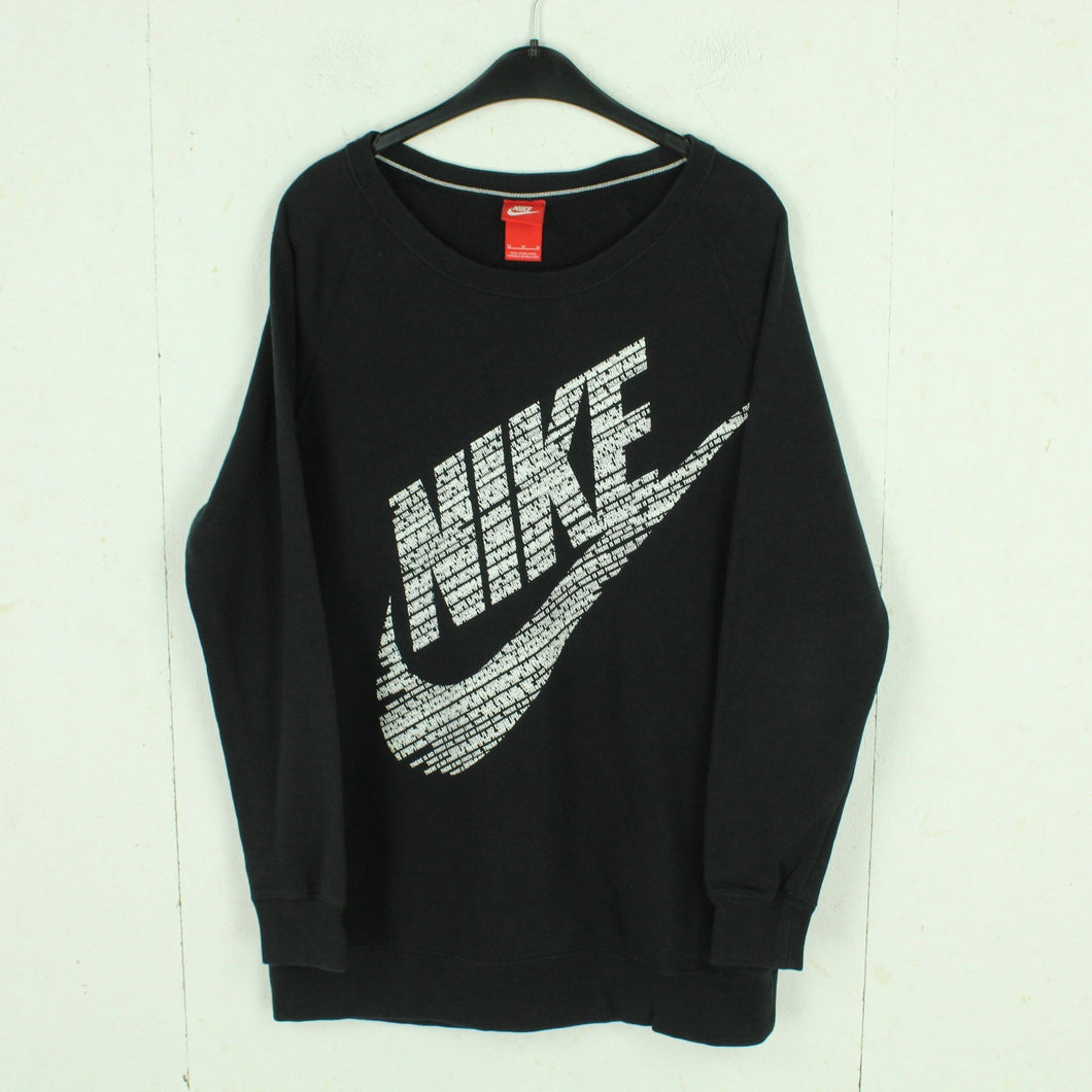 Second Hand NIKE Sweatshirt Gr. M schwarz weiß Logo Print (*)