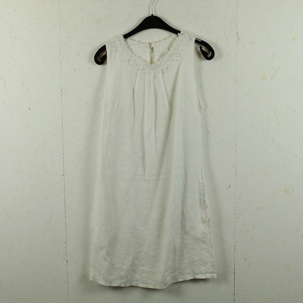 Second Hand MADE IN ITALY Leinenkleid Gr. L weiß Leinen Kleid (*)