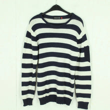 Laden Sie das Bild in den Galerie-Viewer, Second Hand WOOD WOOD Pullover Gr. S blau weiß gestreift Strick (*)