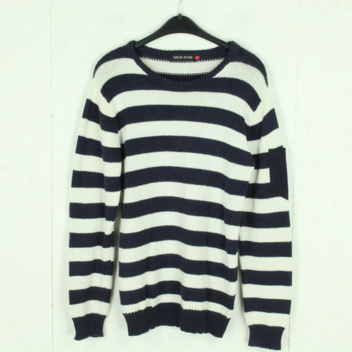 Second Hand WOOD WOOD Pullover Gr. S blau weiß gestreift Strick (*)