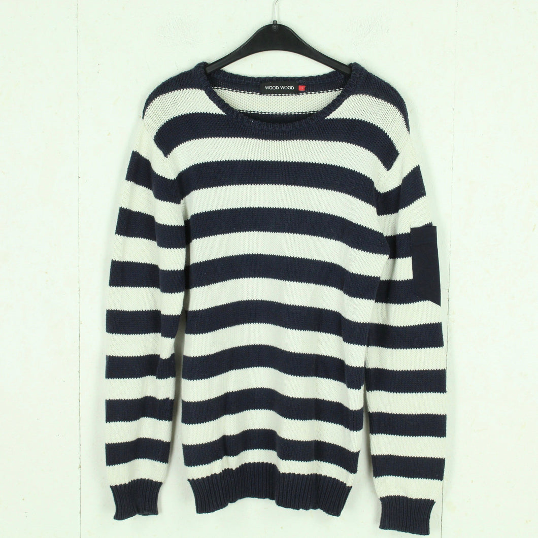 Second Hand WOOD WOOD Pullover Gr. S blau weiß gestreift Strick (*)