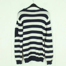 Laden Sie das Bild in den Galerie-Viewer, Second Hand WOOD WOOD Pullover Gr. S blau weiß gestreift Strick (*)