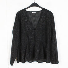 Laden Sie das Bild in den Galerie-Viewer, Second Hand ENVII Bluse Gr. M schwarz Glitzer Langarmbluse (*)