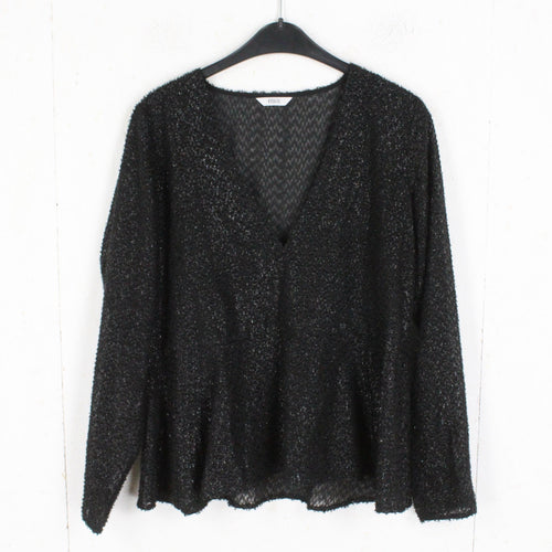 Second Hand ENVII Bluse Gr. M schwarz Glitzer Langarmbluse (*)